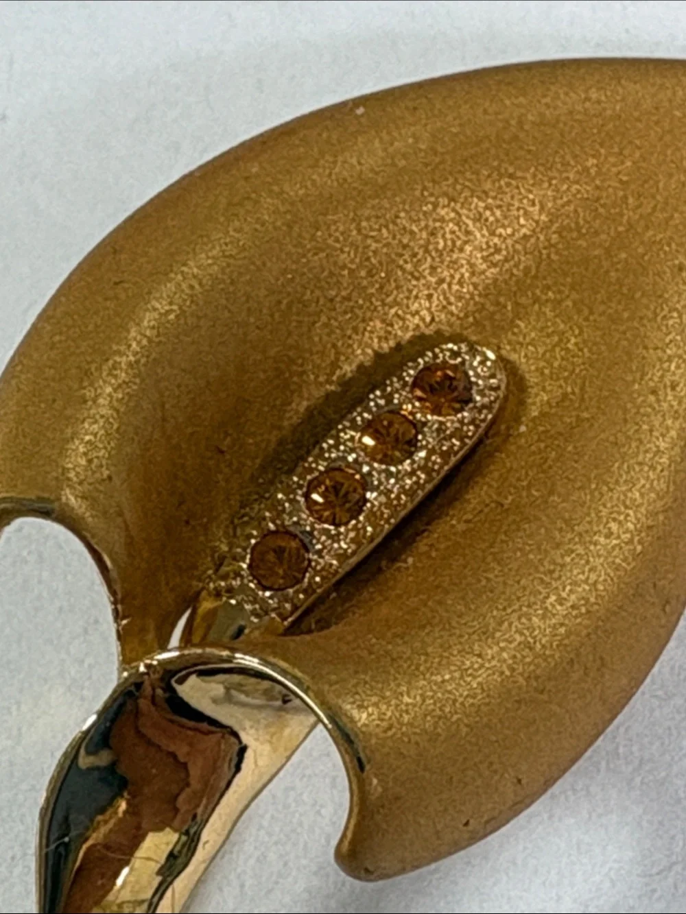 Gold-Tone Leaf Brooch with Amber Crystal Accents - Women Accessories